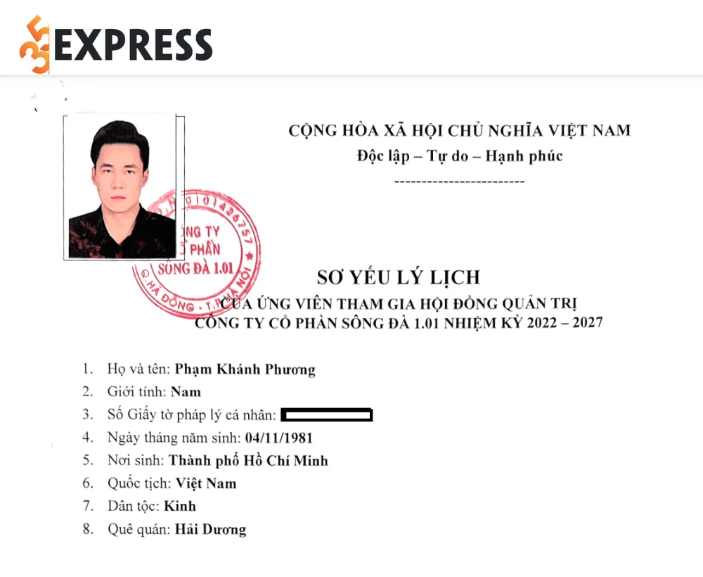 Ca sĩ Khánh Phương hiện vẫn nắm giữ nhiều cổ phần nhất tại CTCP Sông Đà 1.01