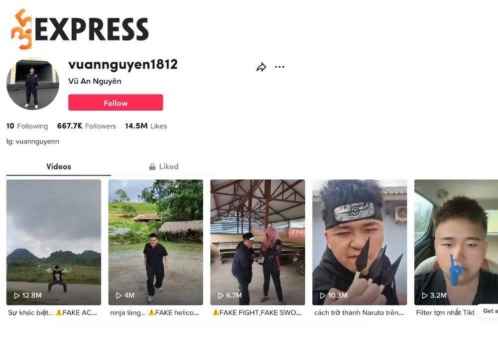 TikToker Vũ An Nguyên hiện đã khóa gần hết các video trên trang TikTok cá nhân