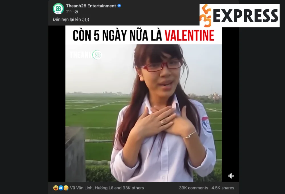 Cứ gần ngày Valentine, các fanpage thi nhau đăng lại clip của Diệu Ly với tương tác cực khủng