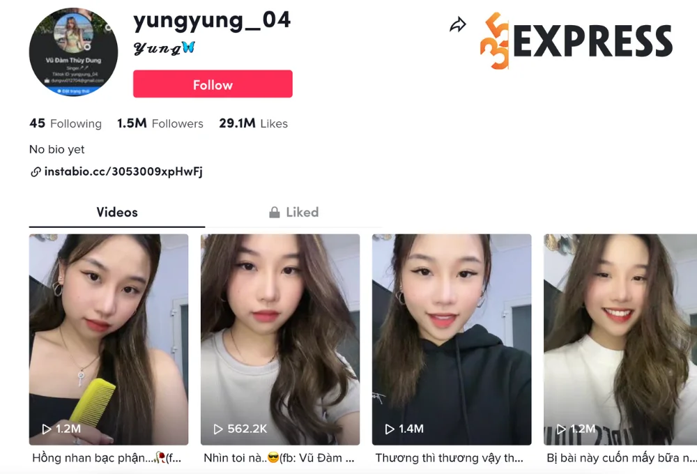 Thùy Dung sở hữu kênh TikTok khủng với hơn 1.5 triệu người theo dõi