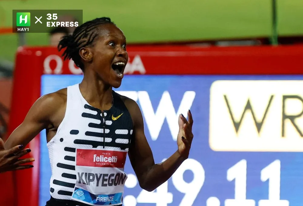 Faith Kipyegon không thể tin mình đã phá kỷ lục thế giới chạy 5000m nữ ở Diamond League Paris 2023