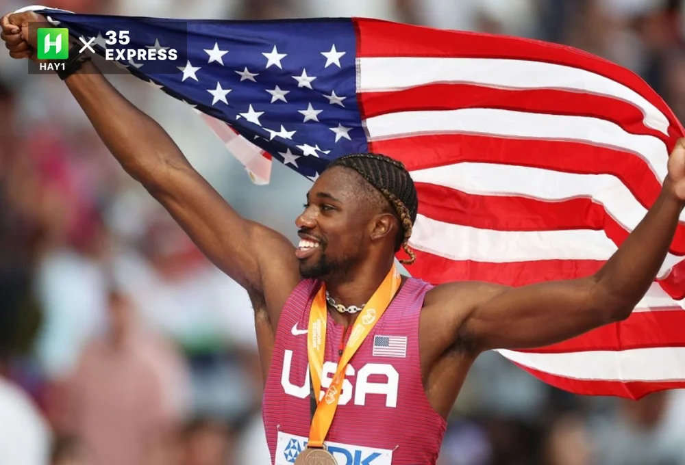 Noah Lyles là một trong những VĐV giành nhiều HCV nhất cho đoàn Mỹ tại giải điền kinh vô địch thế giới 2023