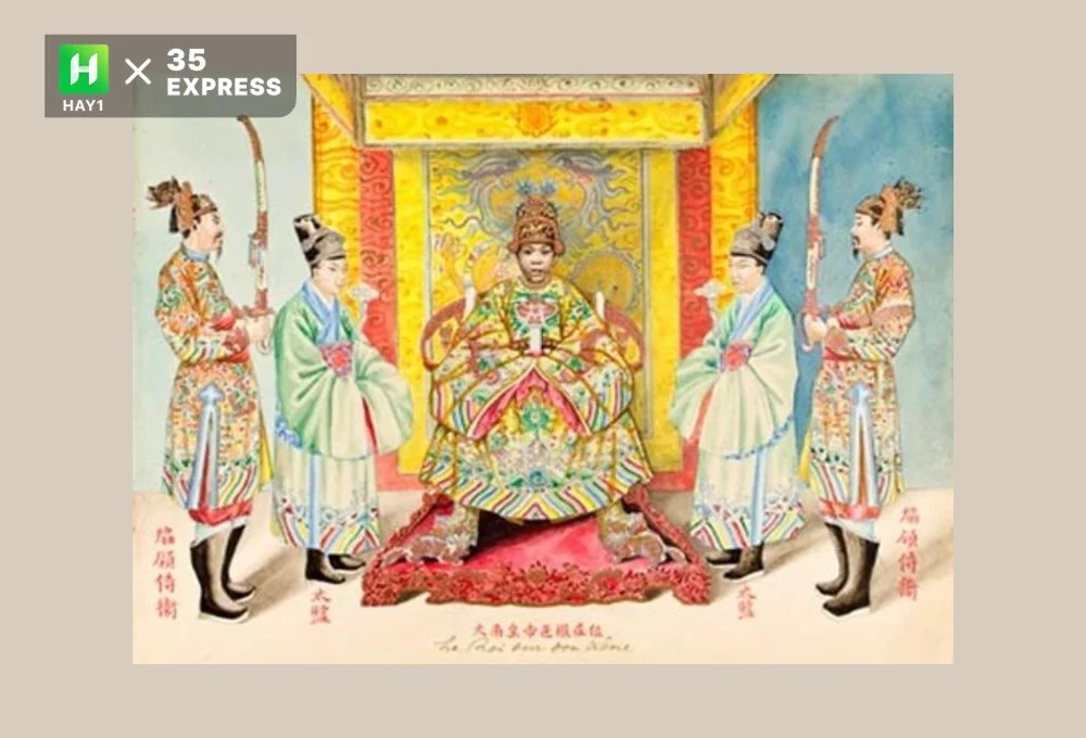 Tranh vẽ vua Thành Thái và cận thần
