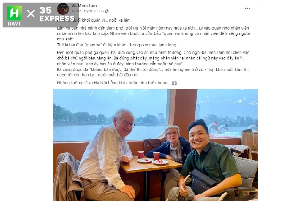 vũ minh lâm và câu chuyện ăn phở bị đuổi vì ngồi xe lăn