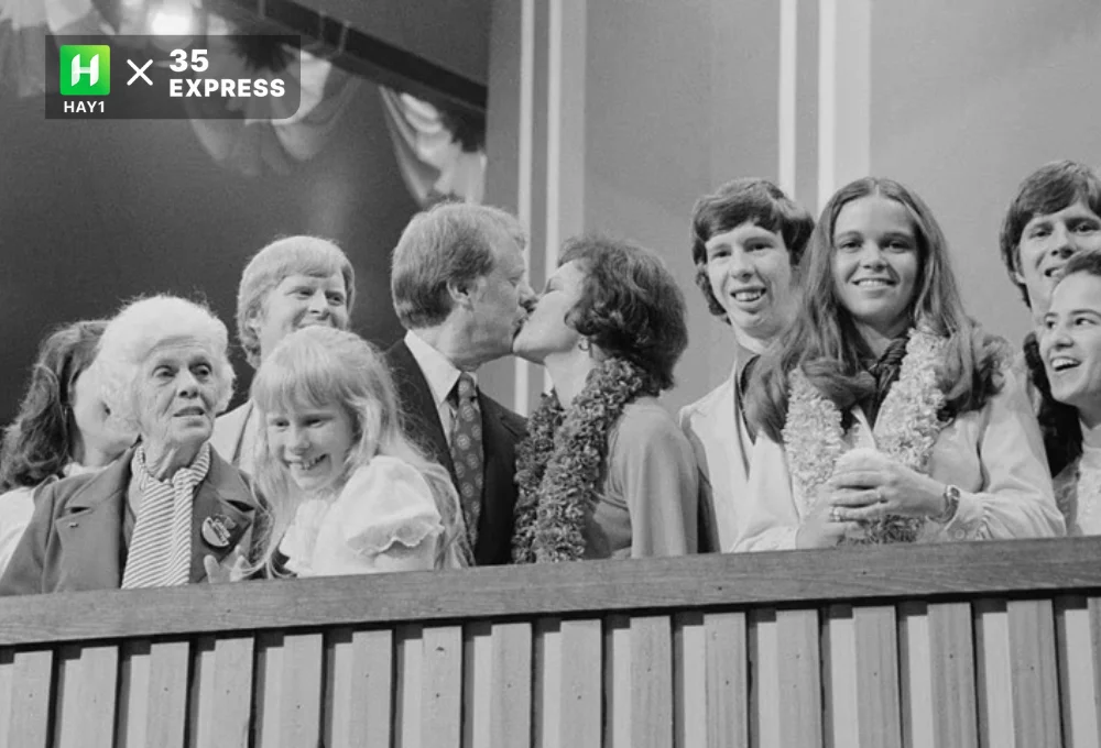 Gia đình nhà Rosalynn Carter tại Đại hội toàn quốc của Đảng Dân chủ năm 1976