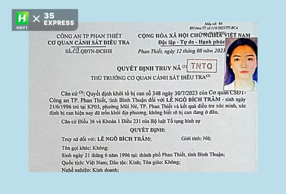 Quyết định truy nã Lê Ngô Bích Trâm