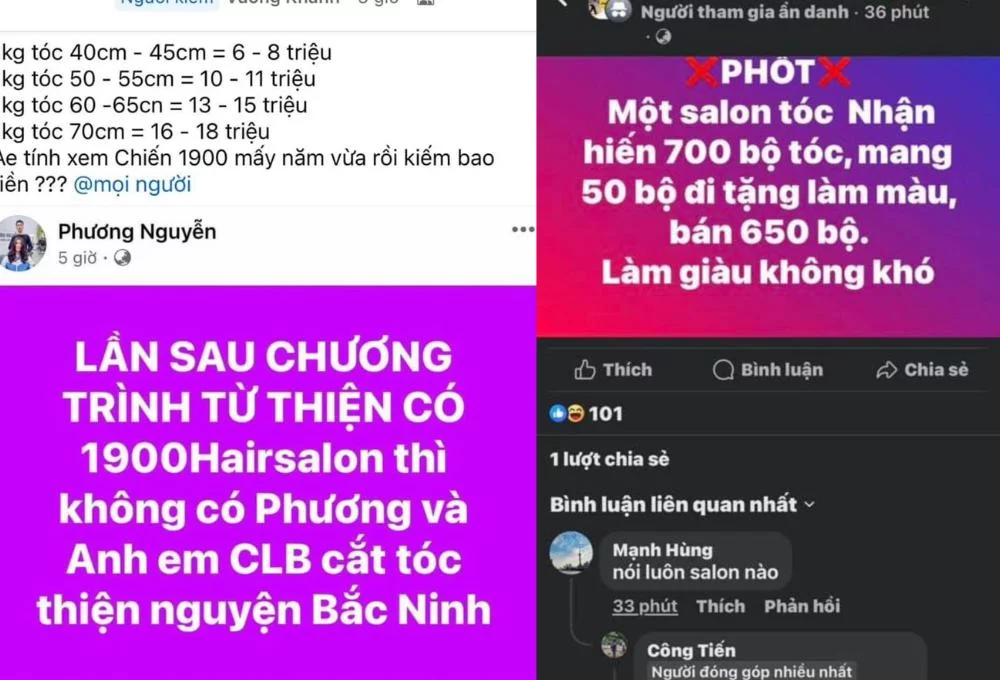1900 Hair Salon mang tóc từ thiện cho bệnh nhân ung thư đi bán với giá cao