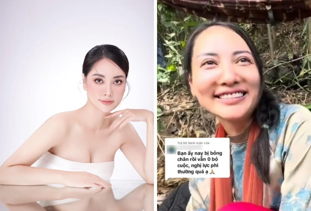 Doanh nhân Tạ Kim Anh chân trần đi theo đoàn Thích Minh Tuệ