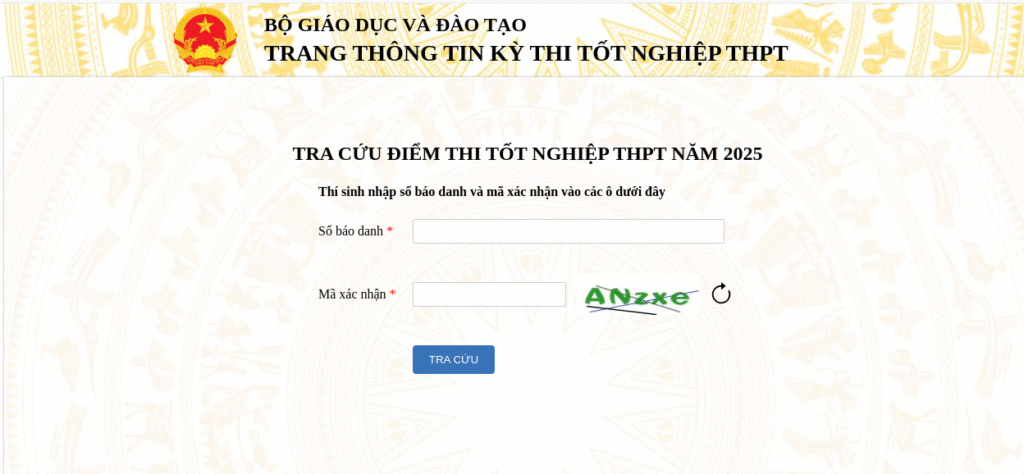 Hướng dẫn tra cứu điểm thi tốt nghiệp THPT 2025 trên hệ thống của Bộ GDĐT